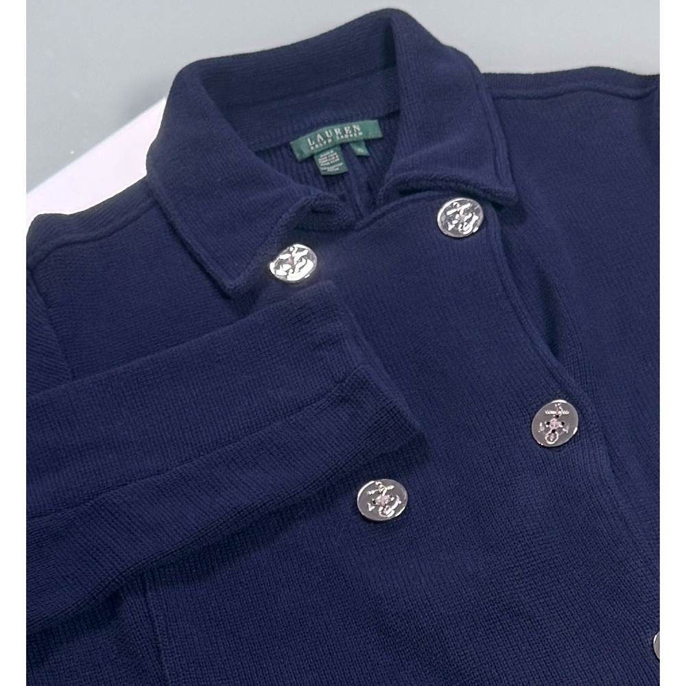 VTG 90s Lauren Ralph Lauren Navy Double Breasted Peacoat Cardigan Jacket - XL